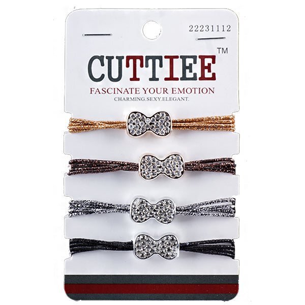 Cuttiee #1112 Ponytail Holder Gold & Silver 4pcs