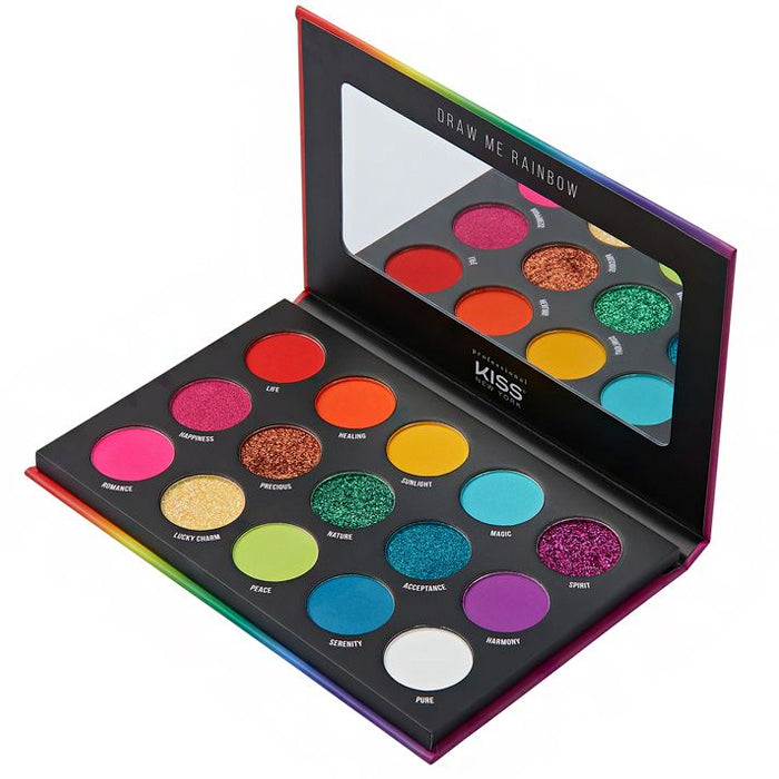 Kiss New York KMSP04 15 Color Shadow Palette - Draw Me Rainbow