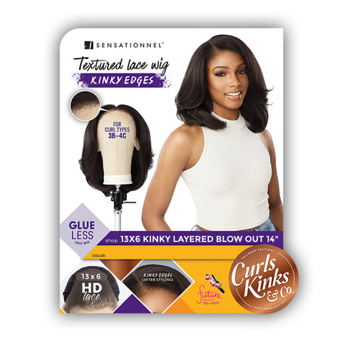 Sensationnel Curls Kinks & Co Synthetic Hair 13x6 Glueless HD Lace Wig - KINKY LAYERED BLOW OUT 14