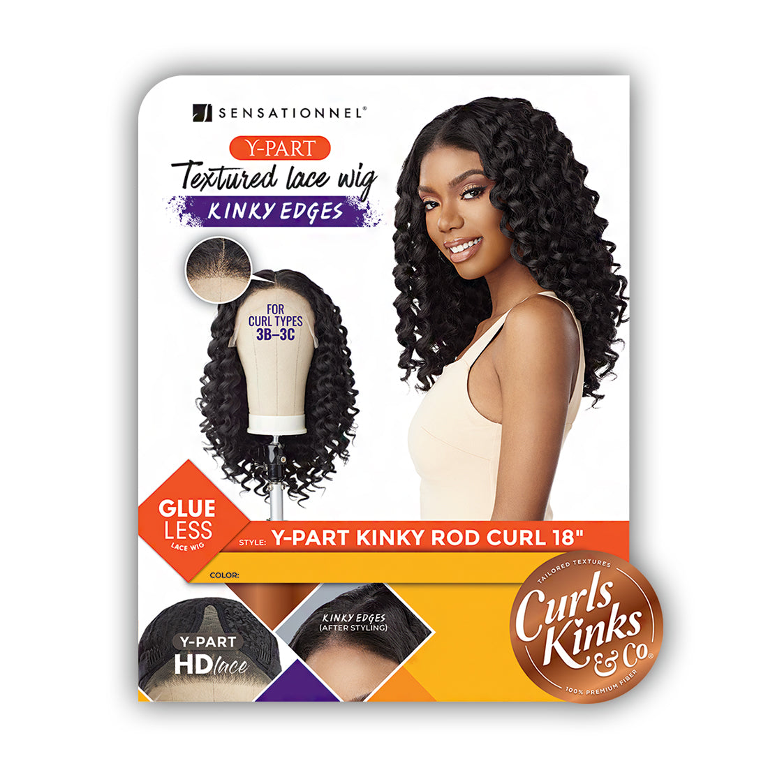 Sensationnel Curls Kinks & Co Synthetic Hair Glueless HD Lace Wig - Y PART KINKY ROD CURL 18