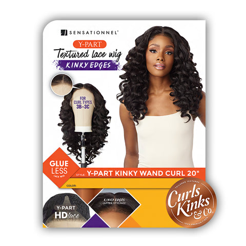 Sensationnel Curls Kinks & Co Synthetic Hair Glueless HD Lace Wig - Y PART KINKY WAND CURL 20