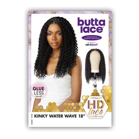 Sensationnel Human Hair Blend Butta Glueless HD Lace Front Wig - KINKY WATER WAVE 18