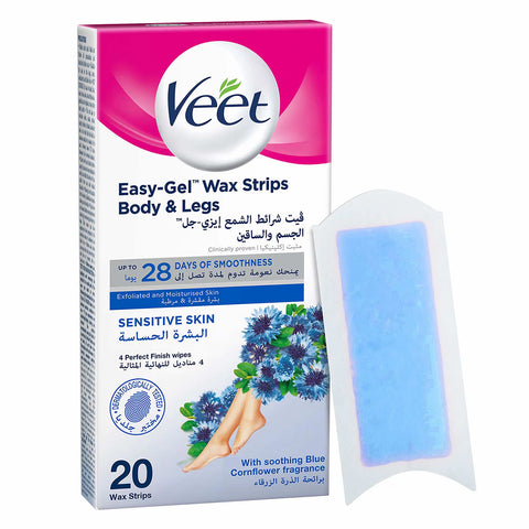 Veet Easy-Gel Wax Strips Body & Legs Sensitive Skin 20ct