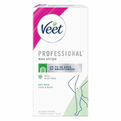 Veet Professional Wax Strips Legs & Body Dry Skin 20ct